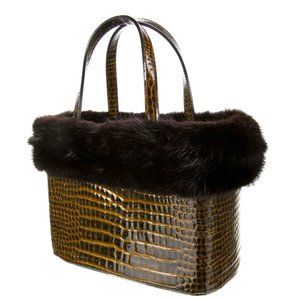 NEW! Vanessa Noel Fur Trimmed Tote